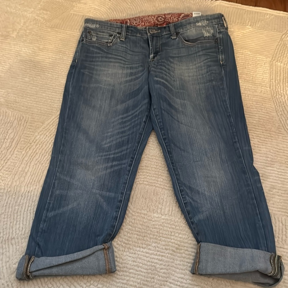 Lucky Brand Golden State Crop distressed mid rise jeans sz 12 / 31
